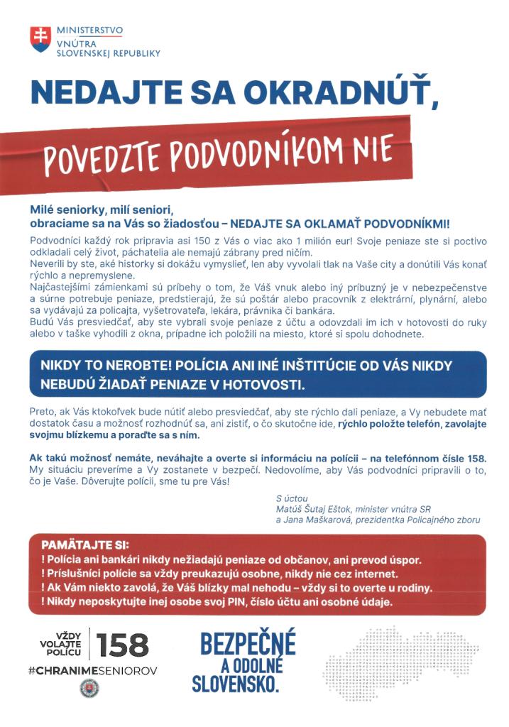 Leták - Nedajte sa okradnúť